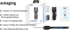 WBNT4BK - WUBEN T4 Tactical Flashlight Rechargeable 850Lm NOIR