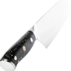 Wusaki couteau Santoku Sakin Damas 10Cr manche carbone et or
