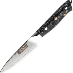Wusaki set couteaux Chef et office Sakin Damas 10Cr manche carbone et or