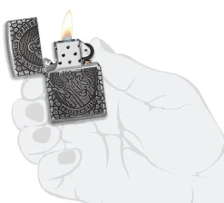 60005200 - ZIPPO Armor Gravé Médaille de Saint Christophe Antique Silver