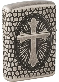 60005200 - ZIPPO Armor Gravé Médaille de Saint Christophe Antique Silver