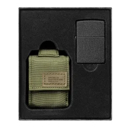 60005676 - ZIPPO Black Crackle & Pochette OD Green Set Cadeau