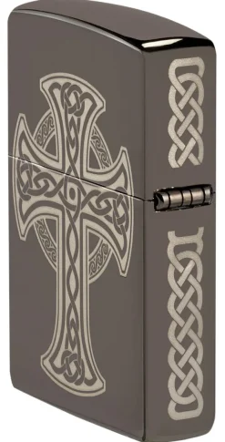 60006538 - ZIPPO Celtic Cross Black Ice Laser Engraved