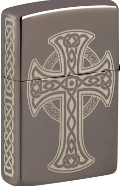 60006538 - ZIPPO Celtic Cross Black Ice Laser Engraved