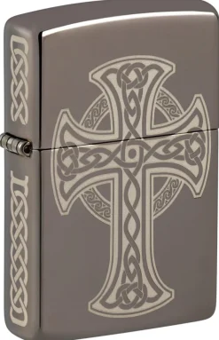 60006538 - ZIPPO Celtic Cross Black Ice Laser Engraved