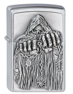 2000860 - ZIPPO Game Over Emblem Brushed Chrome
